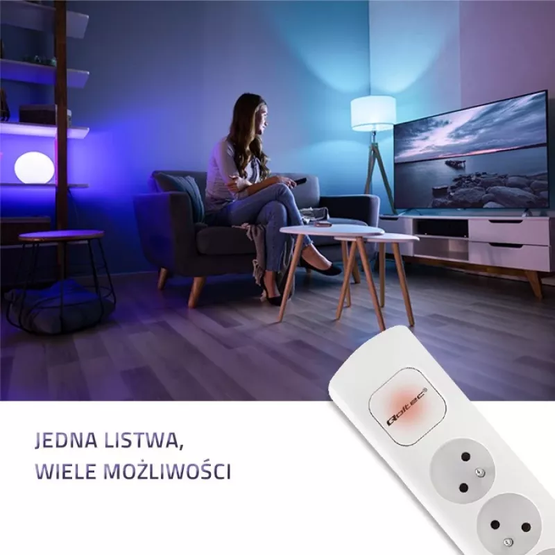 Extensão de energia Qoltec 50276 1,8 m 5 tomadas AC Interior Branco