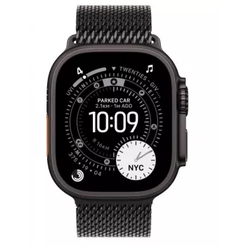 Smartwatch Apple Watch Ultra 3 GPS + Cellular 49mm caixa de titânio preta com bracelete Milanese Loop de titânio preta Medium
