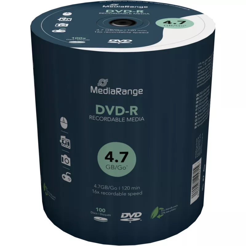 DVD virgem MediaRange MR442 4,7 GB DVD-R 100 unid.