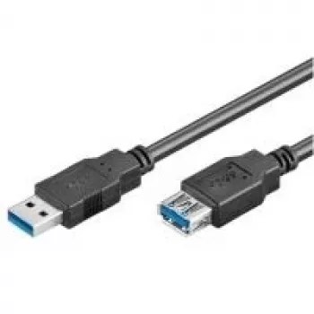 Cabo de extensão USB 3.0 SuperSpeed Wentronic Goobay, preto, 1,8 m – ficha USB 3.0 (Type-A) > conector fêmea USB 3.0 (Type-A) (93998)