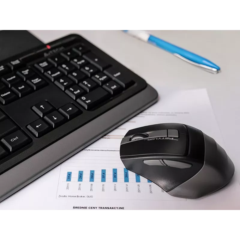 A4Tech FStyler FG1035 conjunto de teclado e rato sem fios, 2,4G, cinzento