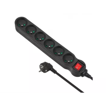 Extensão elétrica Maclean MCE188 5m 6 tomadas interior preto