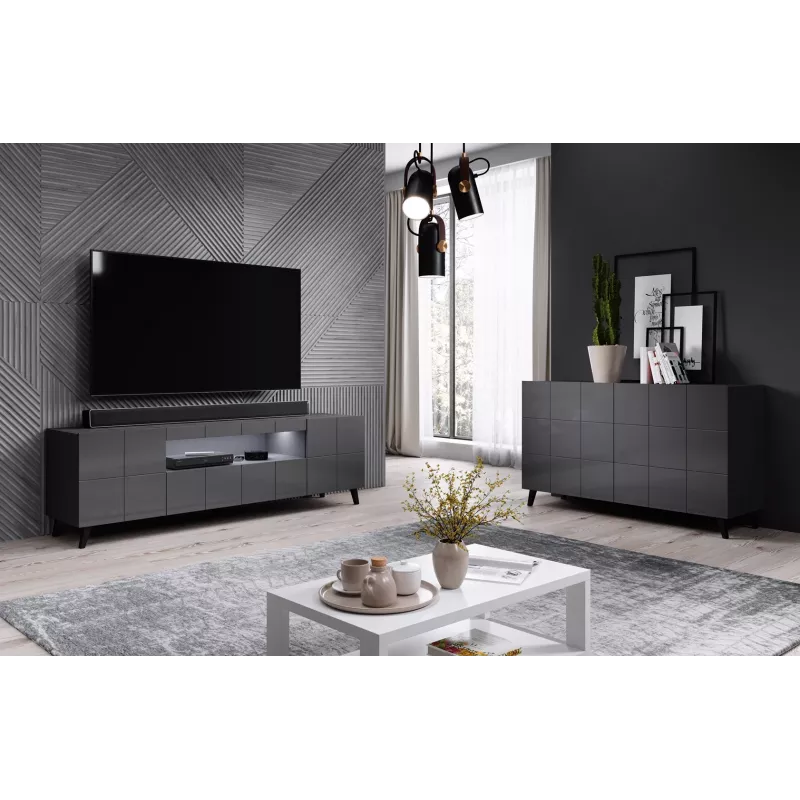 Aparador Cama Sideboard 2D REJA cinzento grafite brilhante/cinzento grafite brilhante