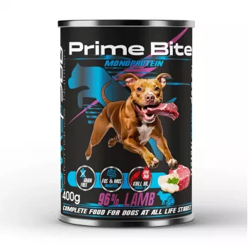 PRIME BITE Monoprotein borrego com salsa - comida húmida para cães - 400g