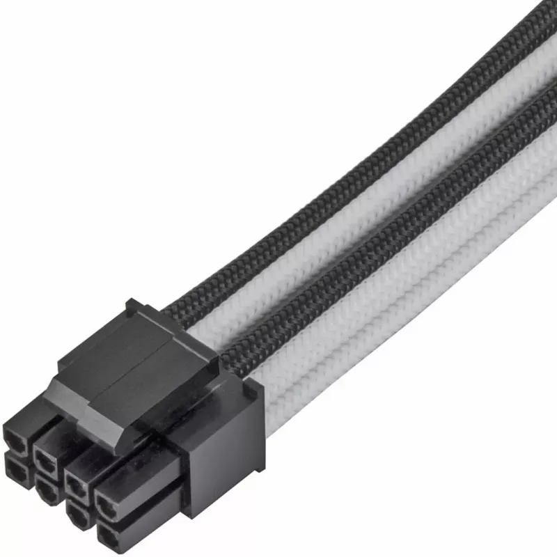 SilverStone PP07E - Cabo de extensão de alimentação - 8 pinos EPS12V (4+4) (M) para 8 pinos EPS12V (F) - 30 cm - Preto, branco (SST-PP07E-EP