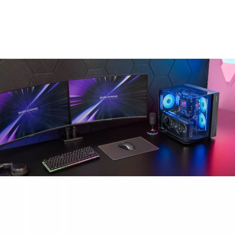 Caixa de PC Midi Tower TACENS Mars Gaming MC-INFINIOLITE, preta, vidro temperado, compatível com ATX/Micro-ATX/Mini-ITX, ventoinha de 120 mm