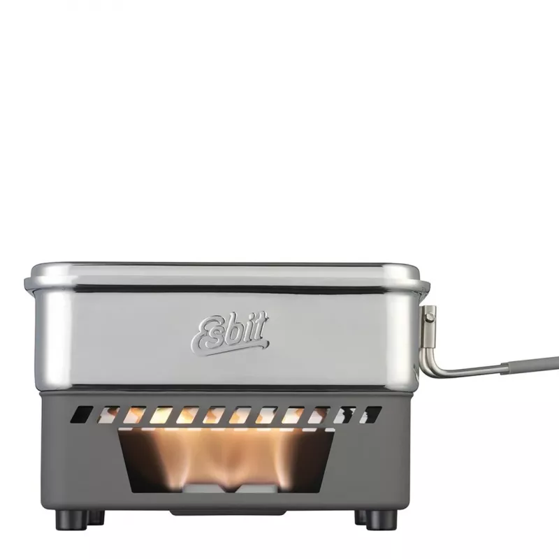 Conjunto de cozinha de campismo ESBIT CS1100ST — alumínio e aço inoxidável, 1,1 L, 659 g, preto/prateado