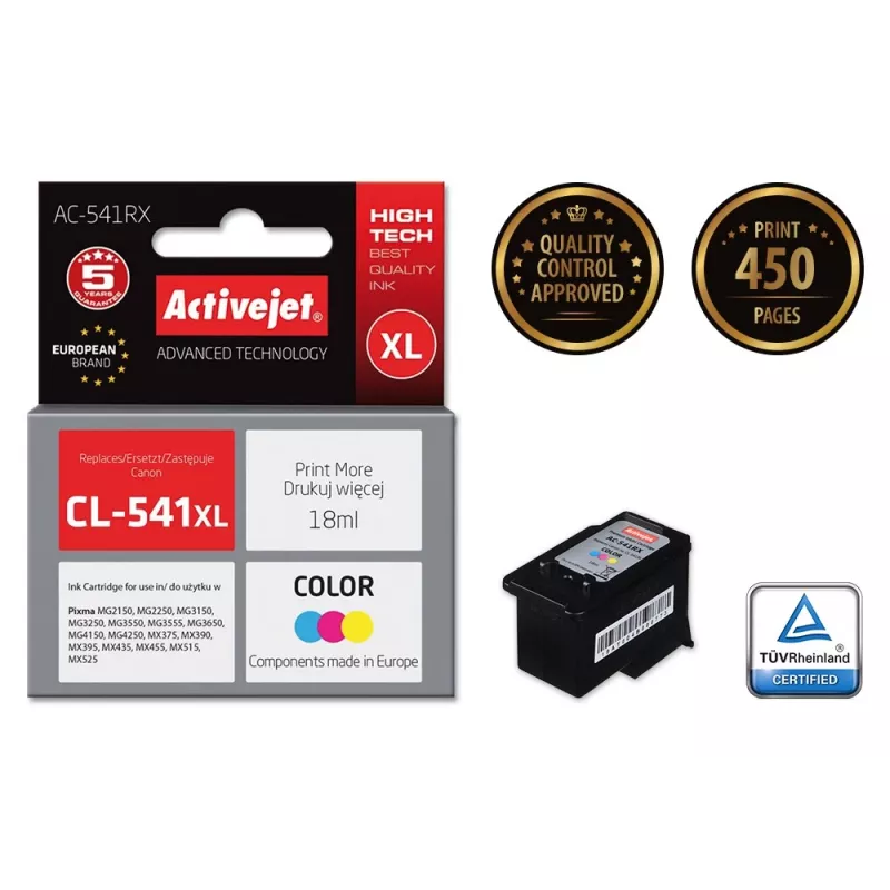 Tinteiro Activejet AC-541RX (substituto para Canon CL-541XL; Premium; 18 ml; cor)