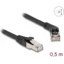 Cabo de rede DeLOCK RJ45 Cat.6A S/FTP 45° angular para reto 0,5 m preto