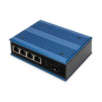 Comutador de rede Digitus 4 portas Fast Ethernet, industrial, não gerido, 1 uplink SFP FE