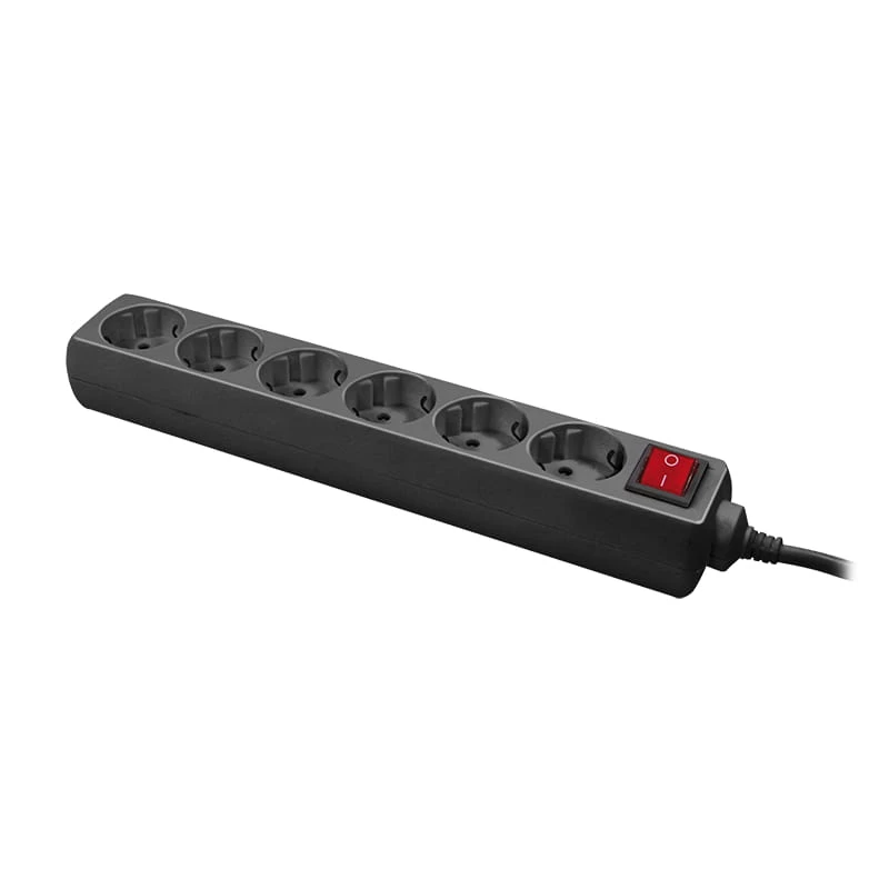 Extensão elétrica LogiLink LPS202B 1,4m 6 tomadas AC preta