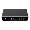 Despertador digital GEMBIRD DAC-WPC-01 com ecrã LCD, caixa de alumínio preto, alimentação elétrica