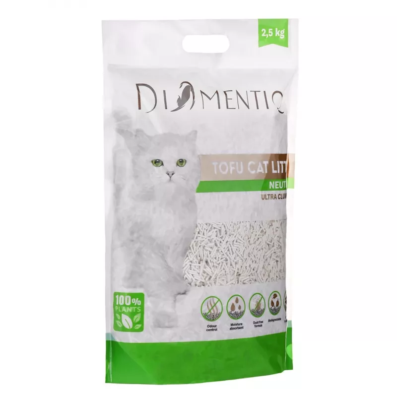 DIAMENTIQ Tofu Neutral Ultra aglomerante - areia vegetal - 2,5 kg