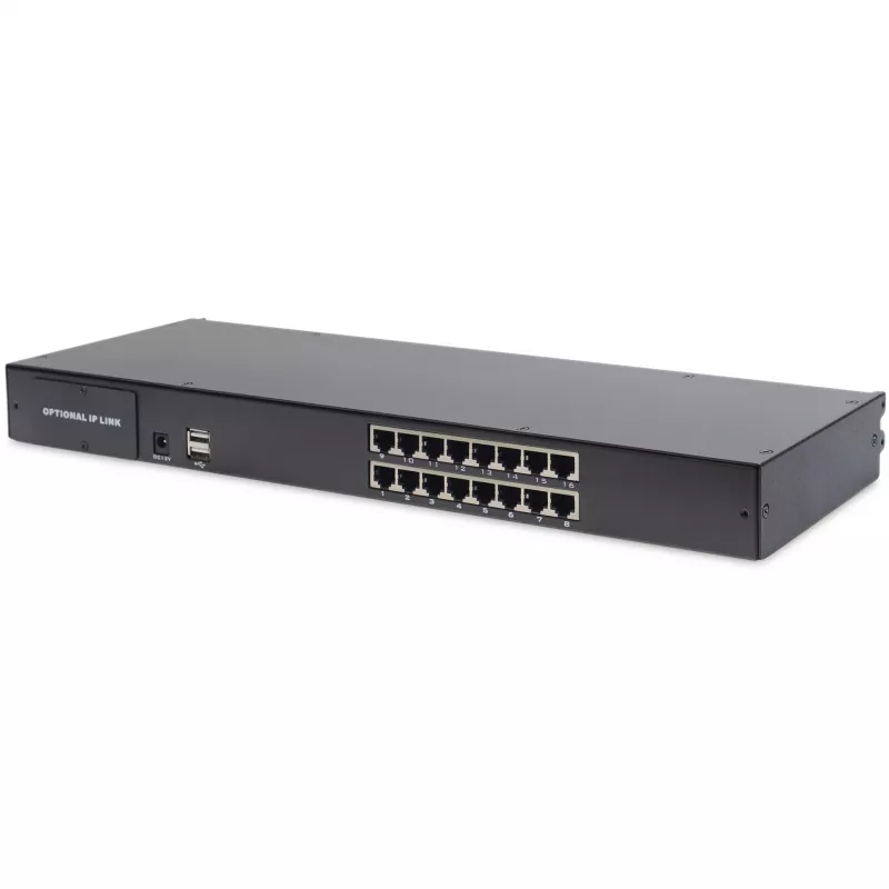 Consola KVM LCD 19 polegadas DIGITUS DS-72211-5US, 16 portas Cat 5, 1366x768, teclado US International