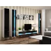 Suporte de TV Cama Meble VIGO NEW 30/180/40, tampo branco, estrutura preta brilhante, 1800×400×300 mm