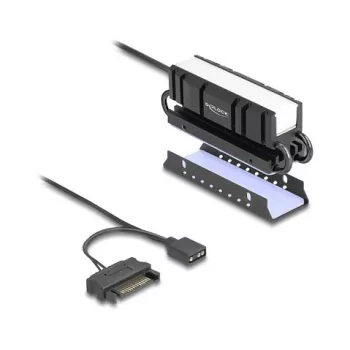 Dissipador de calor DELOCK 18460 para M.2 SSD 2280 — alumínio/cobre, RGB 5V, preto