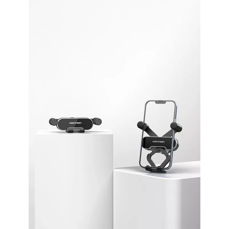 Suporte de telemóvel para automóvel Vention com fixação automática e clipe bico de pato cinzento para barras transversais