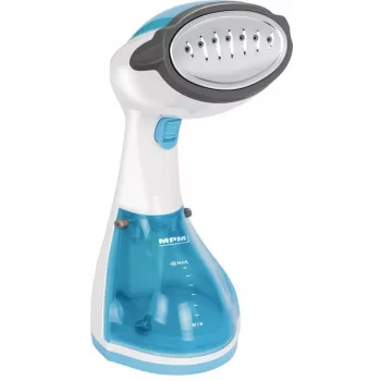 Ferro de engomar a vapor MPM MZP-01 com base de aço inoxidável, 1200 W, depósito removível de 0,25 L, golpe de vapor 36 g/min, azul