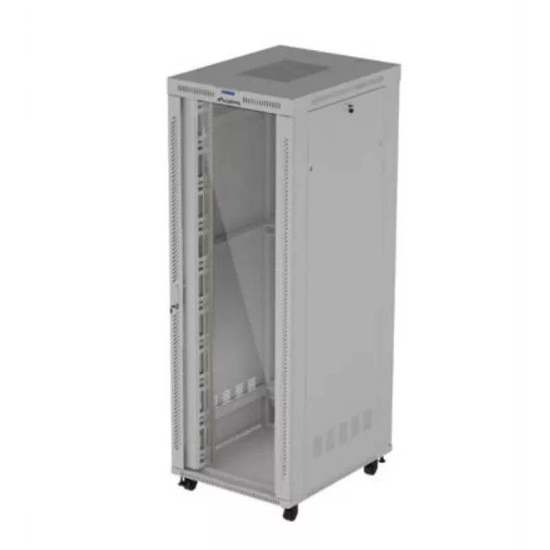 Armário rack LANBERG FF01-8047-12SL 47U 800x1000 mm cinzento com portas frontal e traseira de vidro e espaço para painel LCD