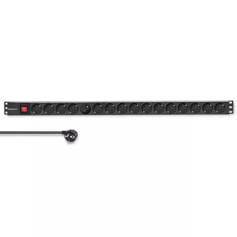 PDU de alumínio Qoltec para RACK | 16A | 16 x Schuko | vertical | 1,8 m