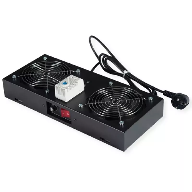 Ventilador de arrefecimento ROLINE 26.21.0189 2 ventoinhas preto para caixa de parede 19 polegadas