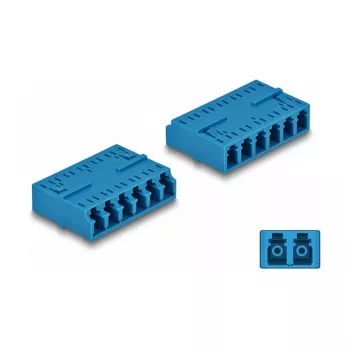 Acoplador de fibra ótica DeLOCK HD LC Hexaplex fêmea para LC Hexaplex fêmea azul
