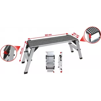 Plataforma de segurança em alumínio KS Tools 800.0960 1000×405×480 mm