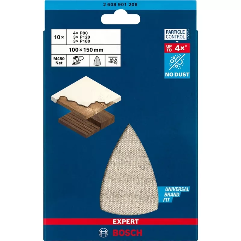 Conjunto de rede de lixa Bosch 2608901208, 10 peças, para madeira e verniz