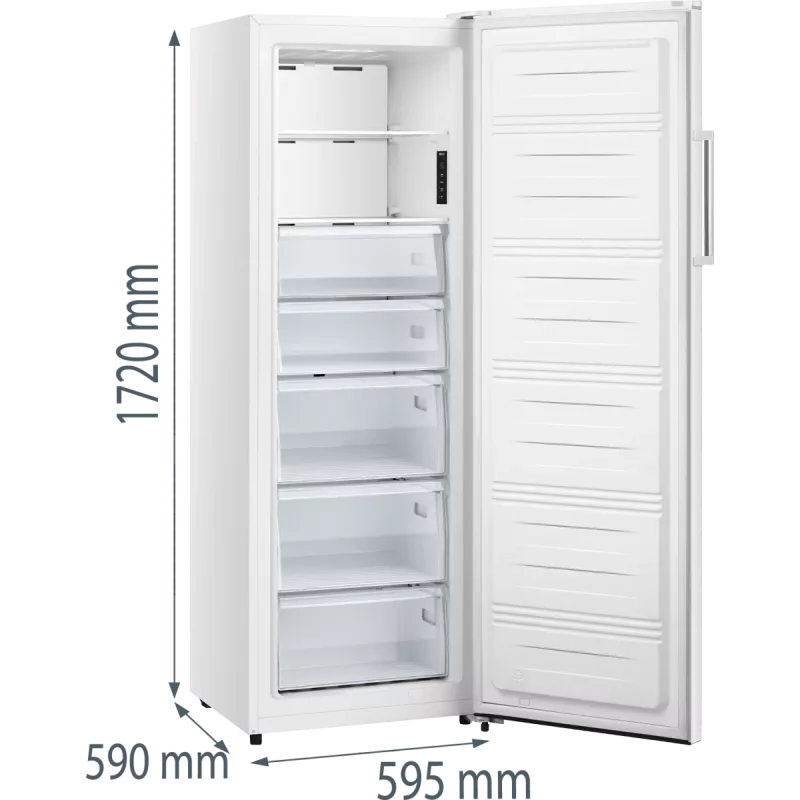 Congelador vertical Gorenje FN617EEW5 — 240 L, No Frost, 172 cm de altura, independente, branco, visor, classe energética E