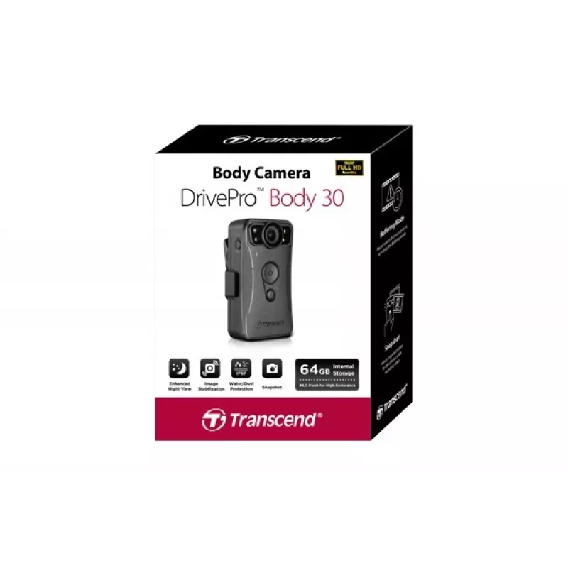 Câmara corporal Transcend DrivePro Body 30, Full HD, Wi-Fi, 130 g