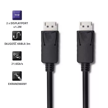 Cabo DisplayPort Qoltec 50374 3 m preto