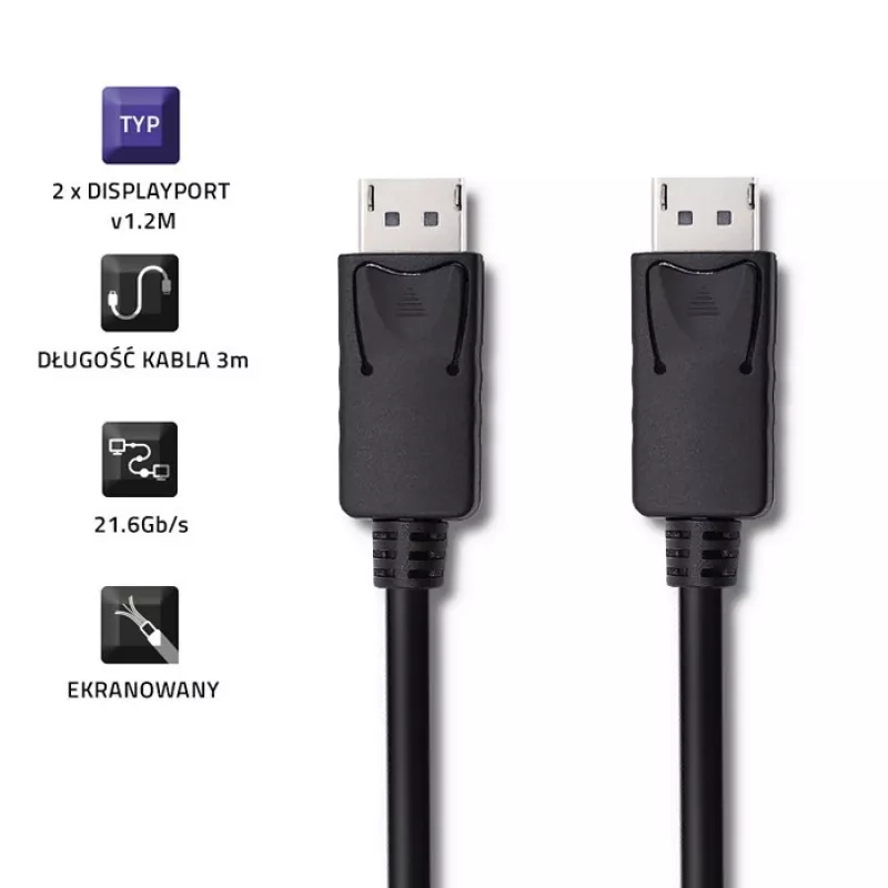 Cabo DisplayPort Qoltec 50374 3 m preto