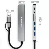 Hub USB-C QOLTEC 4x USB + leitor de cartões SD/TF modelo 53794