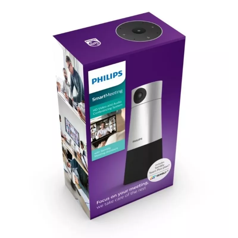 Philips PSE0550 SmartMeeting câmara portátil 4K para videoconferência com microfone integrado, 30 fps, USB, preto/prateado
