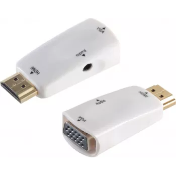 Adaptador de cabo S/CONN 10-01001 HDMI Type A VGA D-Sub 3.5mm branco