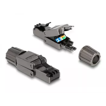Cabo de rede DeLOCK ficha RJ45 Cat.8.1 STP sem ferramentas preto