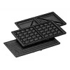 Sanduicheira Rommelsbacher SWG 700 – grelhador elétrico compacto 3-em-1 com 3 placas intercambiáveis (sanduíche, waffle belga, grelhador), detalhes em aço inoxidável