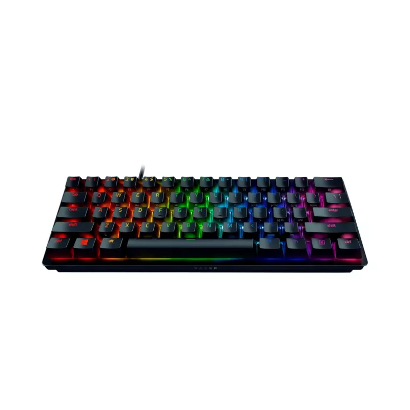 Teclado de gaming Razer Huntsman Mini 60% Opto-Mechanical Purple Switch RGB LED NORD com fios