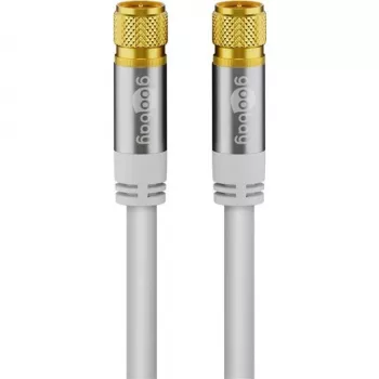 Goobay cabo de antena SAT (tipo 135 dB), blindagem quádrupla, 5 m, branco - banhado a ouro, conector F macho > conector F macho (70644)