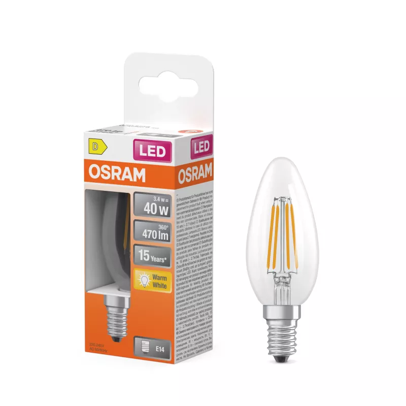Osram Parathom Classic Filament | E14 | 3,4 W | branco quente