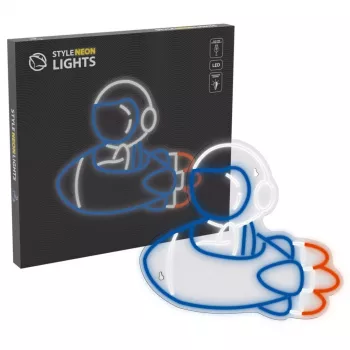 Luz néon decorativa MANTA SNL90MT Style Neon Lights — motivo astronauta em foguetão