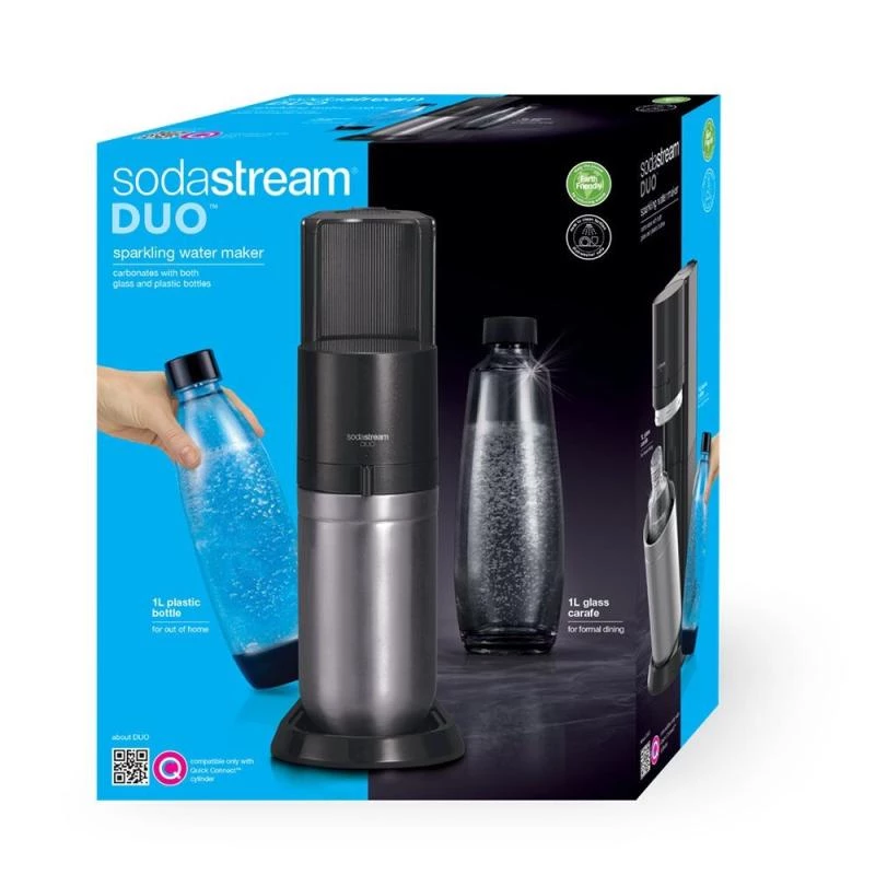 Máquina de soda SodaStream DUO preto aço inoxidável