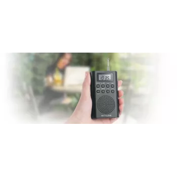 Rádio portátil Muse M-03 R com sintonização FM-PLL, visor LCD, antena externa, preto