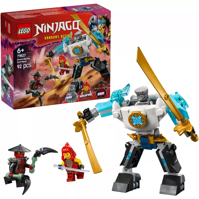 LEGO NINJAGO conjunto 71827 Mech de combate do Zane, 92 peças, 2 minifiguras, altura 100 mm, idade 6+