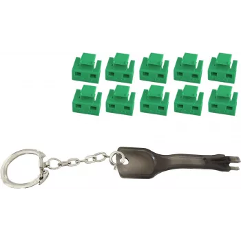Bloqueador de porta RJ45 ShiverPeaks BS08-01031 verde — conjunto com 10 fechaduras e 1 chave