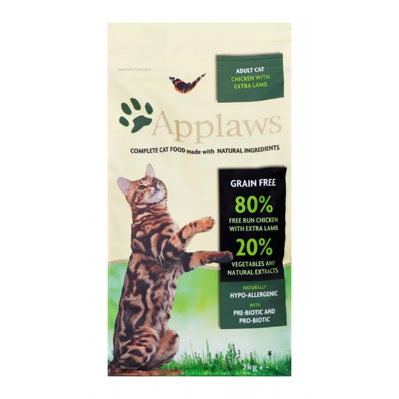 Comida seca para gatos Applaws Adult Frango & Borrego 2 kg — sem cereais, 36% proteína, 16% gordura