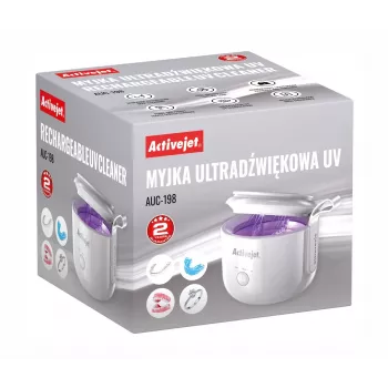 Limpeza por ultrassons ActiveJet AUC-198 — recarregável por USB, UV, 7,4 V, 106×107×89 mm