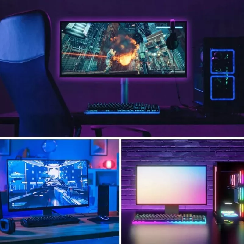 Tira LED Vention PAAWH 2 m USB 5V RGB com comando IR, 30 LEDs, fita adesiva dupla face