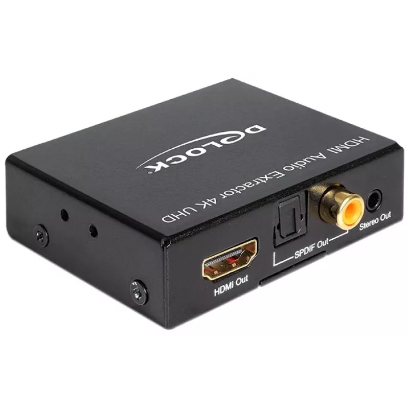 Extrator de áudio HDMI estéreo / 5.1 canais 4K, adaptador preto