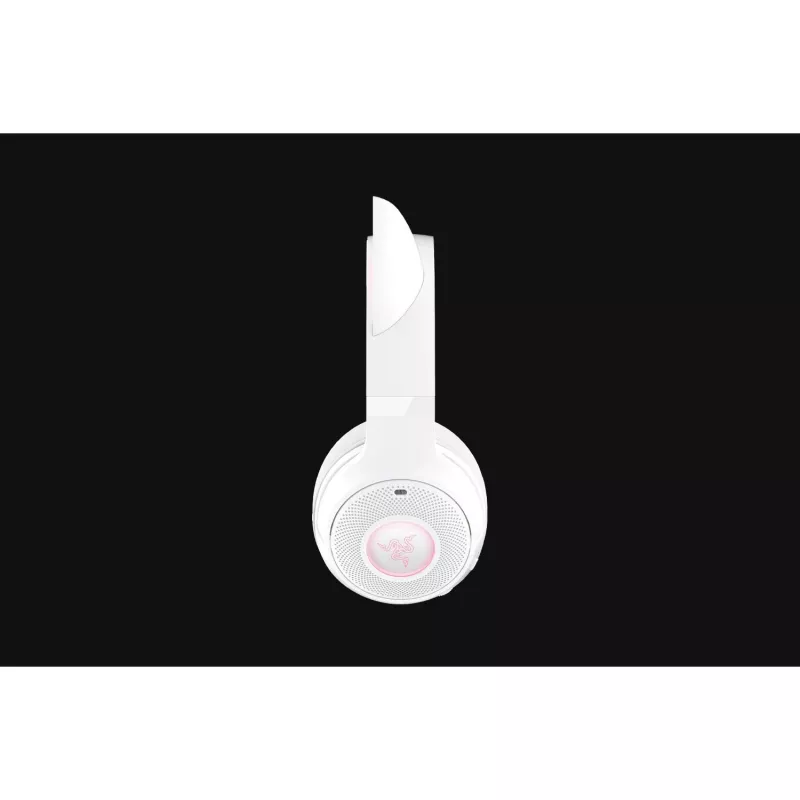 Headset gaming sem fios Razer Kraken Kitty V2 BT branco com Bluetooth, THX Spatial Audio, iluminação RGB